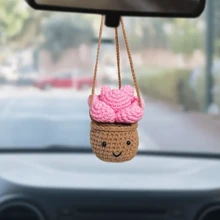 1 pieza de adorno colgante para el espejo retrovisor, hecho a mano en estilo bohemio, accesorio ideal para mujeres, niñas, amantes de suculentas/cactus, decoración interior verde para el coche, también apto como accesorio colgante para camiones, decoraciones y regalos de boda, decoración del hogar