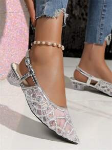 Nouvelles sandales à talons hauts à bout pointu, été 2025. Escarpins mode avec lanière, à enfiler, avec quartier bas pour femmes