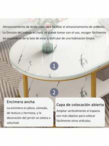 Modern Minimalist Living Room Table Marble Veined Center - White - View 2