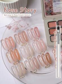 9-Colors Rose Story Series Patting Glue Smudge Canned High Saturation Popular Semi-Solid Nail Polish Glue Nail Salon For Christmas Diy