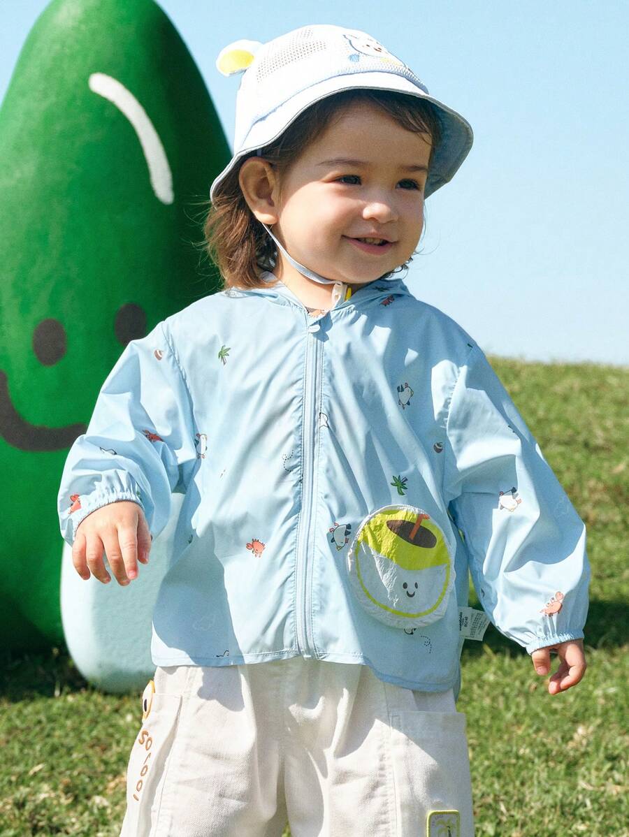 Balabala Baby Hooded Sun Protection Jacket, 2025 Summer Lightweight Outerwear - Blue Tint - View 1
