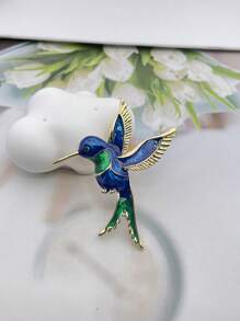 1pc Luxury Green Rhinestone Bird Brooch Pin, Suitable For Daily Wear By Both Men And Women