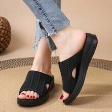 Nouvelle semelle intérieure massante en tissu incliné, légère, amortissante, confortable, Sandales femmes enfilables 66001 - Noir - Voir 11