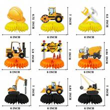 9 件建筑派对中心装饰蜂窝汽车卡车区域中心装饰 3D 桌面装饰适用于淋浴生日派对礼品用品﻿ - 彩色 - 查看 2