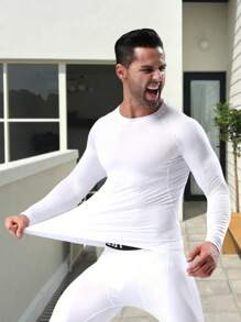 5 piezas Manga larga de compresión deportiva para hombres, entrenamiento en el gimnasio, alta elasticidad y estiramiento, manga larga casual para deportes al aire libre