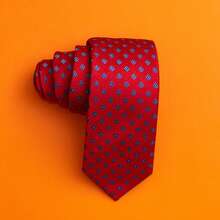 Edi Saraiva Imported Men's Luxury Geometric Tie Polyester - Red - View 2