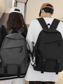 Large Capacity College Student School Backpack Shoulders - 灰色 - 查看 3