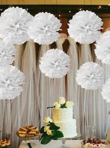 9pcs White Paper Flower Balls, Wedding Party Backdrop Decoration, Bridal Bedroom Decoration, Bridal Shower Backdrop Decoration, Birthday Party Decoration, Suitable For Wedding Decoration, Anniversary Decoration, Baby Shower Decoration