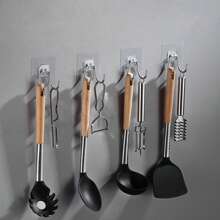 2 Pieces Of Stainless Steel Solid Double Hooks Hooks No Drilling Behind The Door Wall Mounted Bathroom Toilet Kitchen Hooks