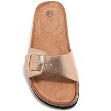 Women's Buckle Design Casual Fashion Flat Mule Sandals - Gunmetal - View 4