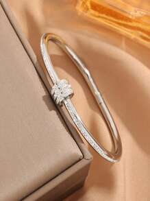 1 pulseira minimalista de aço inoxidável banhada a ouro com strass, presente adequado para o dia dos namorados e dia das mães