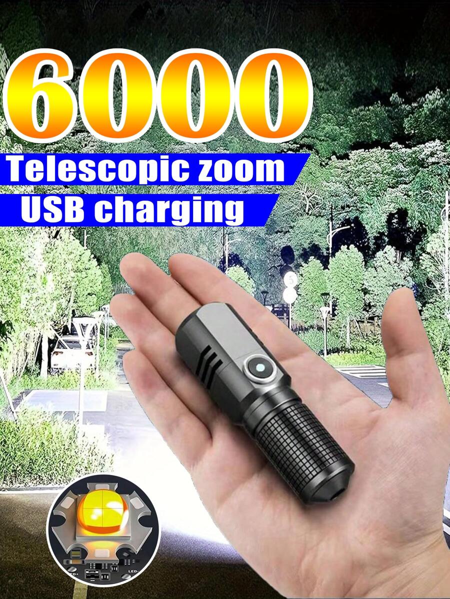 Super Bright MINI XHP50 LED Flashlight USB Flashlight Rechargeable Zoom Fishing Light Powerful Multiple Lighting Modes Camping Light - 1PC - View 1