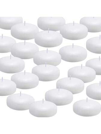 Paquete de 20 velas flotantes redondas sin aroma, adecuadas para fiesta de piscina, boda, hogar, baño, cena romántica, propuesta a la luz de las velas