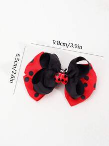 2pcs Ladybug & Glitter Bow Hair Clips, Cute Girls Hair Accessories - Multicolor - View 7