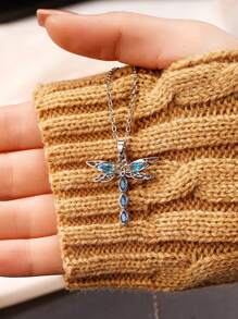 1 件奢华锆石项链女士珠宝女士 925 纯银优雅锁骨项链精美珠宝礼物适合女孩日常生活约会装饰 - 款式1 - 查看 7