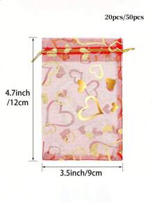 50 件心形抽绳欧根纱袋，珠宝礼品袋，糖果袋，婚礼派对用品珠宝包装袋日常珠宝包装 - 查看 10