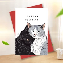 1 张“你是我的 Purrson”猫咪周年纪念卡 - 用黑猫和灰猫表达衷心的问候，适合婚礼、婚礼 - 送给丈夫、妻子、男朋友、女朋友、猫爱好者的独特礼物 - 多色 - 查看 9