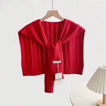 1pc Women's Knitted Hollow-Out Colorful Shawl Scarf, Versatile For Summer