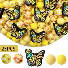 25pcs/Set Silicone Butterfly Beads - Handmade Beading Kit For DIY Jewelry, Keychains, Pen Decorations, Bag Chains, Bracelet & Necklace Making Accessories - Butterfly Series - View 14