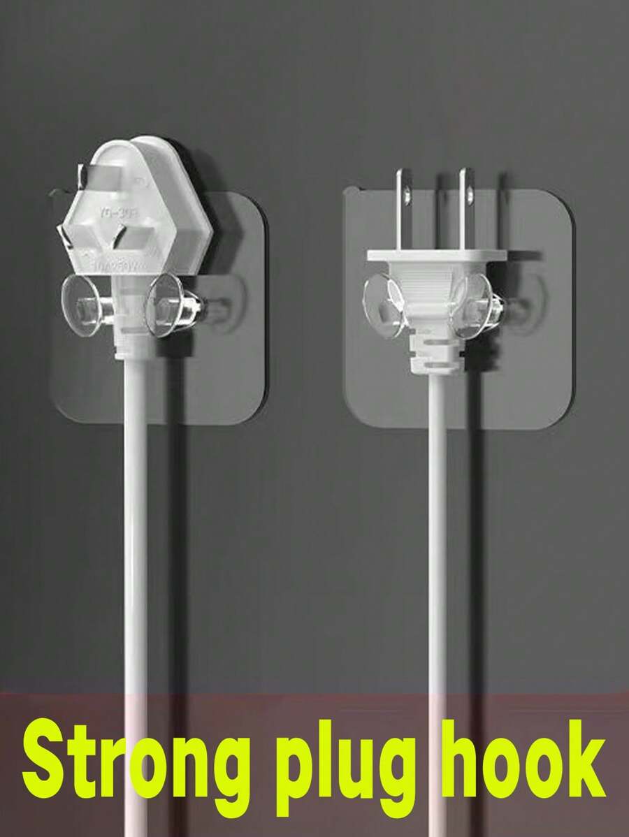 插头固定器挂钩粘性电源充电器收纳架适用于厨房，壁挂式充电线夹，无需钻孔
