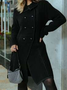 Overcoat Long Knit Coat Winter New Arrival Women's Fashion Chic Women Elegant Paris - 黑色 - 查看 2