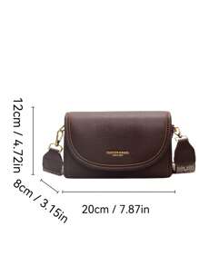 Bolso de hombro cuadrado de correa ancha estilo vintage chic - Bolso cruzado con solapa de unicolor y elegante con correa ajustable para mujeres - Perfecto para uso diario y viajes