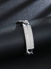 1 件欧洲和美国嘻哈珠宝锆石项链 10 毫米光滑链条，男士嘻哈骑行者链条项链，几何手链 - 鑲鑽款 - 查看 11