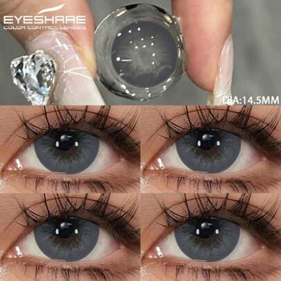 EYESHARE Lenti a contatto colorate Eyeshare per occhi, lenti nere, lenti per grandi occhi, 1 paio di lenti a contatto colorate grigie, lenti a contatto per occhi naturali, per costume di Ognissanti e cosplay