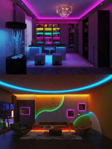1 件 44 键遥控 RGB LED 灯带，多色照明，适用于家庭派对装饰、游戏室、卧室、客厅、厨房 - 可调光 - 彩色光 - 查看 4
