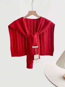1pc Women's Knitted Hollow-Out Colorful Shawl Scarf, Versatile For Summer