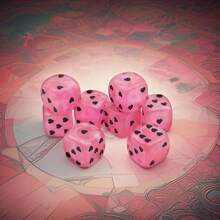 YCone DICE 6/10/12pcs 1.6CM D6Dice Set. Dice With A Pink Base Color And Black Heart - Shaped Patterns. Suitable For Valentine's Day, Party Games, Tabletop Games, And As Dice - Collecting Gifts.