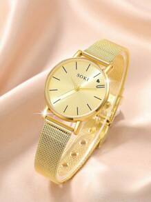 5 pièces Montre pour femmes, bracelet en acier inoxydable décontracté, montre quartz et bracelet flèche vent mode créative en forme de 8 avec diamant, montre-bracelet pour femmes adapté pour le port quotidien, la rentrée scolaire, la remise des diplômes, Thanksgiving, les couples, le meilleur cadeau. Boîte de montre non incluse