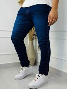 Men's TWILL Pants Sport Skinny Fit With Lycra Slim Jeans - Azul lavado oscuro - Ver 2