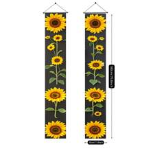 1 para (11,8*70,8 cala/30*180 cm) dwustronna dekoracja drzwi z motywem kwiatowym wiosennym ze wzorem słonecznika, materiał poliestrowy, wisząca ozdoba na werandę Happiness Spring, dekoracja ścienna do wewnątrz/na zewnątrz, lambrekin na drzwi imprezowe, wiszący baner w stylu wiejskim i podwórkowym, wiosenna dekoracja pokoju - nie wymaga zasilania, idealna na przyjęcie świąteczne w domu i na zewnątrz