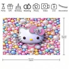 Sanrio 1 pièce Bannière décorative d'arrière-plan pour fête d'anniversaire avec chat boule de dessin animé mignon. Parfait pour décorer une salle de fête ou une chambre à coucher. Accessoires pour photobooth thème de dessin animé. Taille: 82,7 * 59,1 * 39,4 / 39,4 * 29,5 pouces