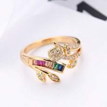 1 pieza Anillo de zirconia cúbica sintética de moda, accesorio de joyería de uso diario minimalista para mujeres