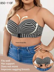 大码女士时尚前扣式带钢圈文胸