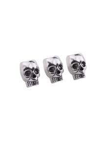 Juego de 12 piezas Accesorios de joyería DIY: Abalorios de calavera chapados en aleación de zinc, pendientes, collares, pulseras, llaveros y separadores de tres dimensiones con agujeros grandes, estilo retro y elegante para fabricación de joyas - cráneo - Ver 6