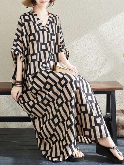 上衣、波西米亚休闲度假连衣裙、大码优雅度假连衣裙、2025夏季新款V领连衣裙、妈妈连衣裙、日常连衣裙、上衣、睡衣、沙滩裙