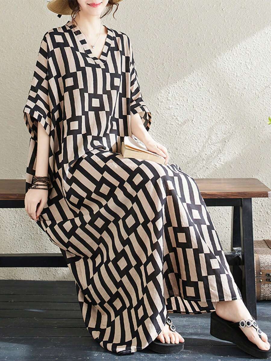 Topy, Bohemian Casual Holiday Dress, Damska sukienka na wakacje w dużym rozmiarze, 2025 Summer New V Leader Dress, Sukienka dla mamy, Sukienka na co dzień, Top, Bielizna piżama, Sukienka plażowa,