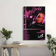 Framed Lucki "SxMney Drgs" Album Cover   Textile Canvas Poster - Music Themed Wall Art Decor Birthday Party Decor, Mother's Day New Year Easter Gift  Home Living Room Office Wall Decor, Perfect Gift And Wall Decoration - Framed - View 5