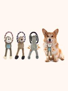 1pc Randomly Selected, Multicolor Plush Chew Toy For Dogs, With Pull Ring, Long Legs, And Elephant/monkey/lion Shaped, Durable For Grinding Teeth - Multicolor - View 2