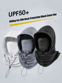 1 pièce Cagoule de protection solaire en soie de glace unisexe - Cache-visage complet résistant aux UV pour le cyclisme - Écharpe tube respirante, sans couture et réglable au cou avec cordon de serrage, couvre-chef pour moto, vélo, pêche avec oreilles pendantes, masque solaire pour femmes, capuche de cyclisme pour hommes