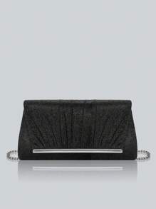 Shiny And Elegant Pleated Women's Evening Bag With Charming Rhinestone Pendant Necklace, Bracelet, Earrings, Gorgeous And Exquisite Party Clutch, Perfect Purse For Party Girls, Brides, College Students, Shoulder Crossbody Bag With Detachable Metal Chain, Perfect For Prom, Banquet, Party, Wedding, Holiday Party, Best Gift