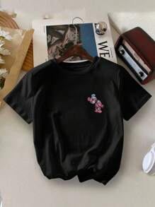 Young Boy Casual YongBoy Graphic Glow Bear Print Round Neck T-Shirt, Summer