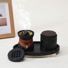 A Three Pieces Minimalist Incense Burner. Unique Design With Leather Straps. Aromatherapy Supplies. Suitable For Home Decoration, Bedroom, Living Room, Reception Room, Yoga Room, Studio, Restaurant, Party, Atmosphere Scene Decoration Supplies, Desktop Ornaments, Festival Supplies, Can Be Used As Gifts Birthday Graduation