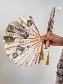 1 把/6 把中国风龙剑图案手扇，配 1 个/6 个扇套，折叠手持扇，日式复古风格，中国元素，夏季，节日 - 彩色 - 查看 6