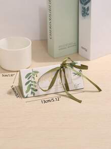 5/10 件欧式绿叶丝带三角盒结婚糖果盒婚礼季节订婚盒手工折叠糖果盒，婚礼派对礼品袋，婚礼纪念品手提包， - 彩色 - 查看 4