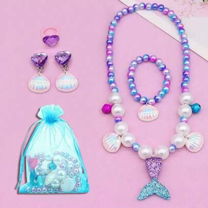 Kids Mermaid Decor Jewelry Set
