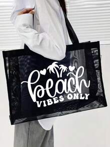Mesh Large Beach Tote Bag, Easy Clean For Towels & Groceries,Foldable Clothes Storage Bag,Portable Versatile Beach Bag For Pool, Boat Trips, Vacation Essentials - Ideal For Summer Travel, Beach Days & Outdoor Activities - Perfect Gift For Women